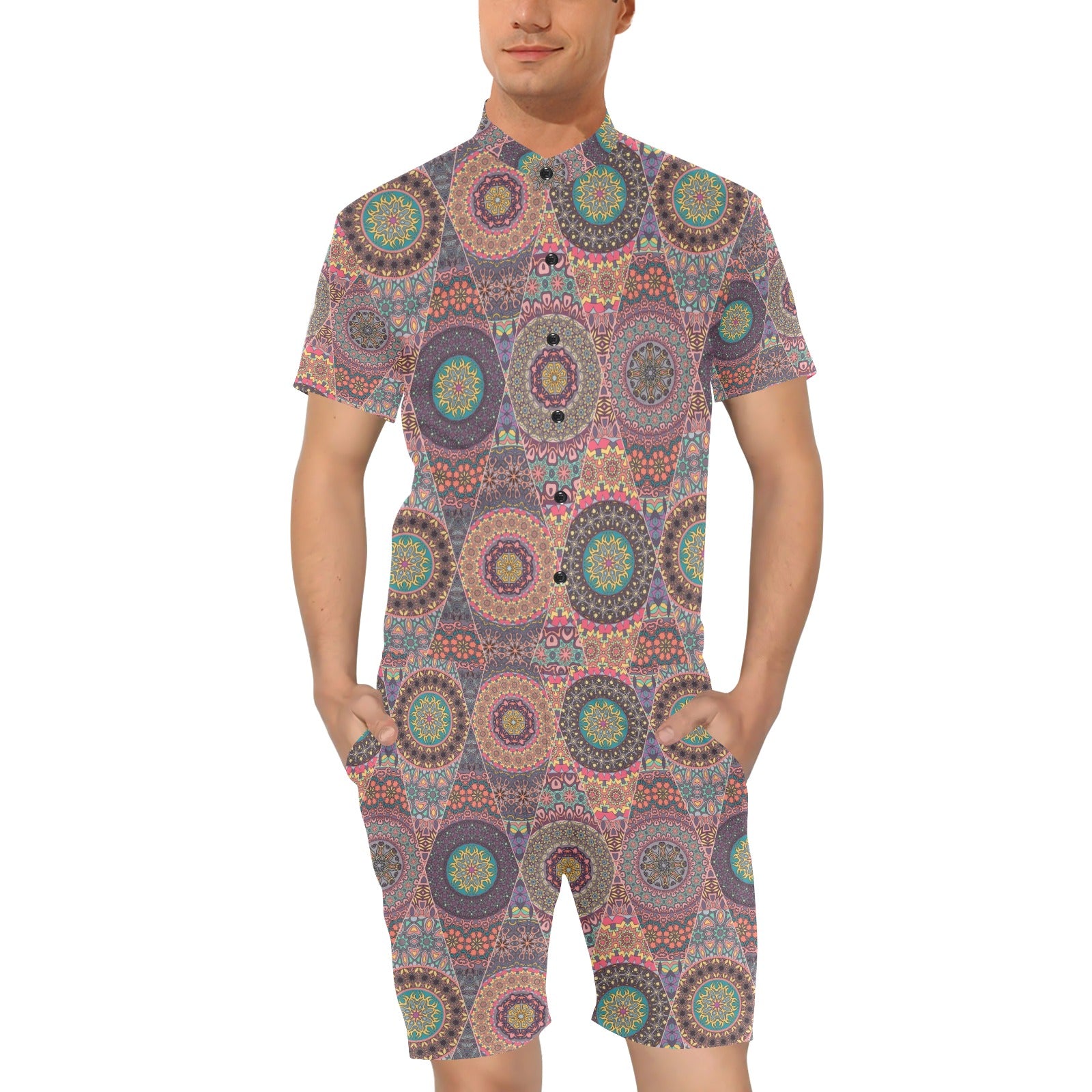 Bohemian Pattern Print Design 07 Men's Romper