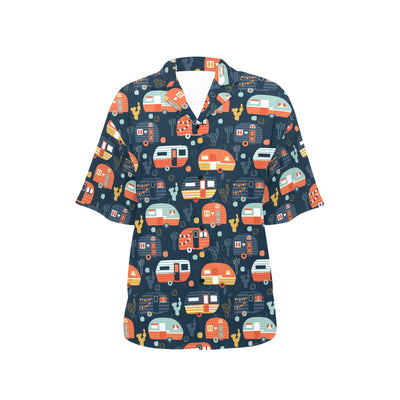 Camper Caravan Print Pattern Women's Hawaiian Shirt
