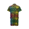 Rainbow Zebra Themed Print Men's Romper