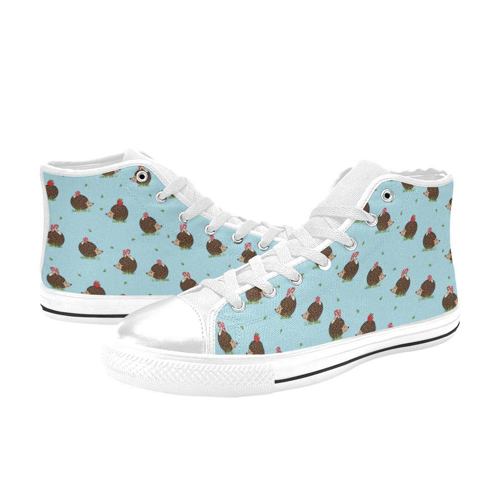 Hedgehog Print Design LKS402 High Top Women's White Shoes