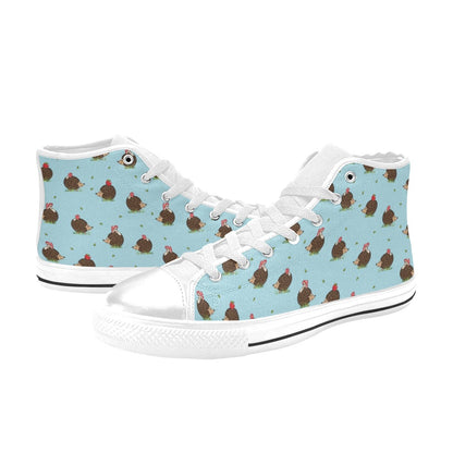 Hedgehog Print Design LKS402 High Top Women's White Shoes