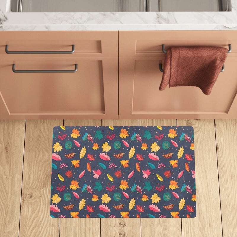 Elm Leave Colorful Print Pattern Kitchen Mat