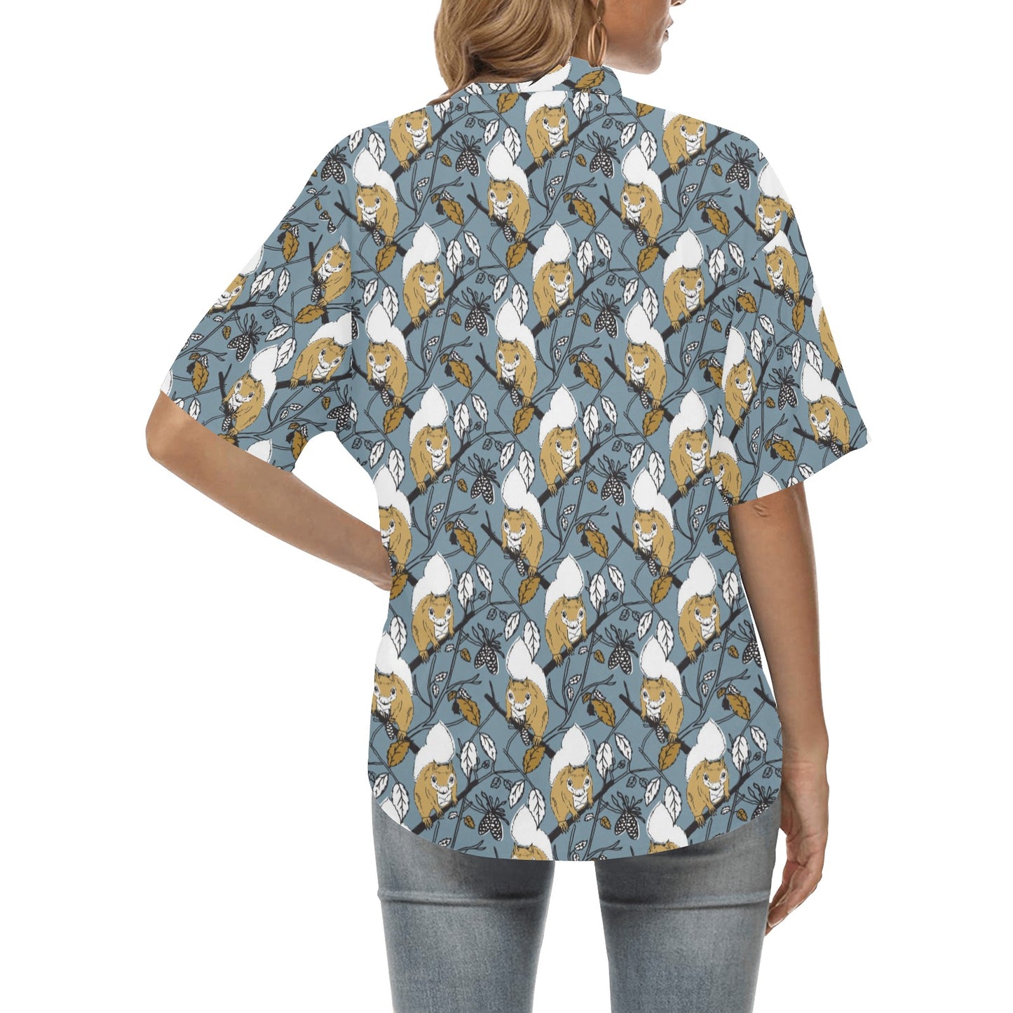 Squirrel Print Design LKS305 Women's Hawaiian Shirt