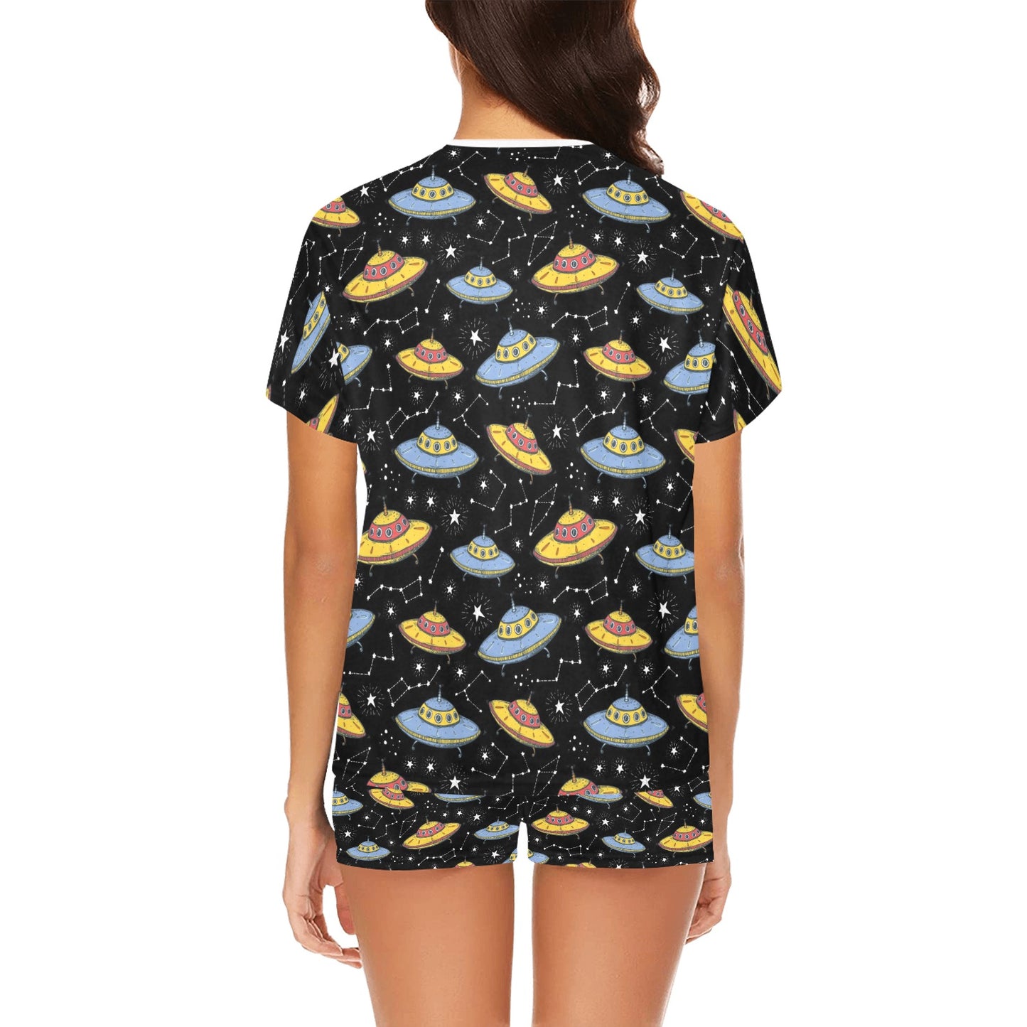 UFO Print Design LKS307 Women's Short Pajama Set