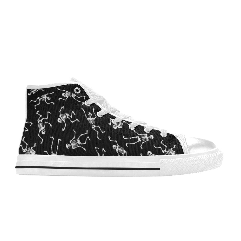 Skeleton Print Design LKS305 High Top Women's White Shoes