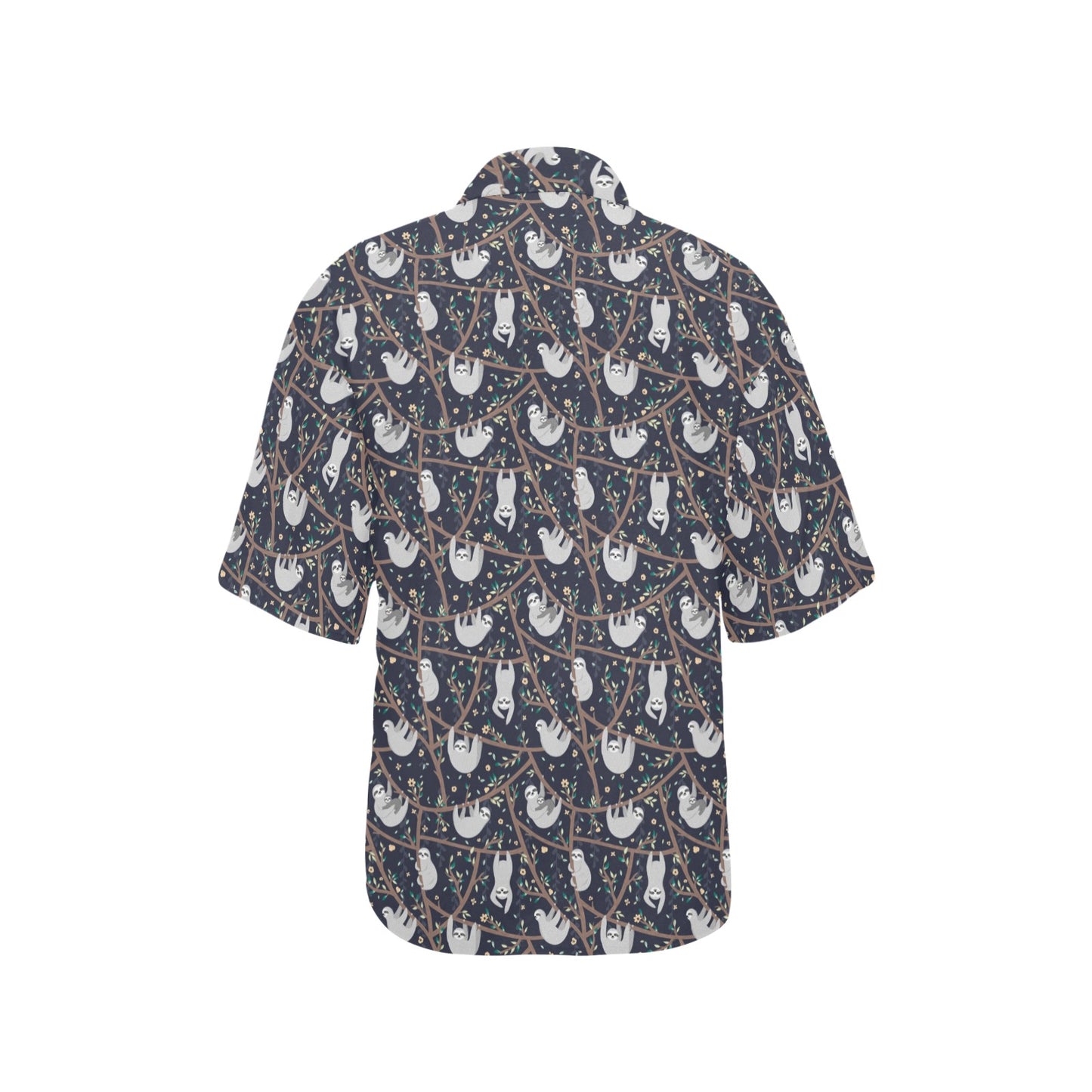 Sloth Happy Design Themed Print Women's Hawaiian Shirt