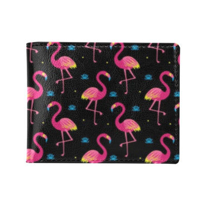 Flamingo Pink Neon Print Pattern Men's ID Card Wallet