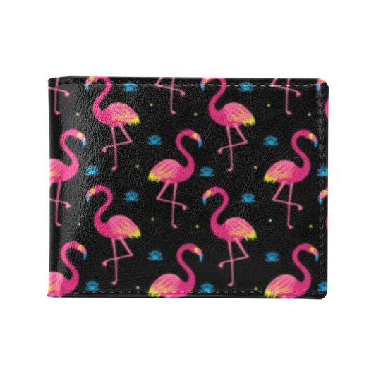 Flamingo Pink Neon Print Pattern Men's ID Card Wallet