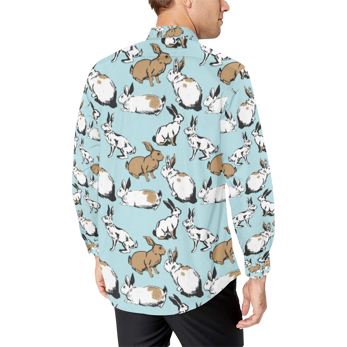 Rabbit Pattern Print Design RB018 Men's Long Sleeve Shirt
