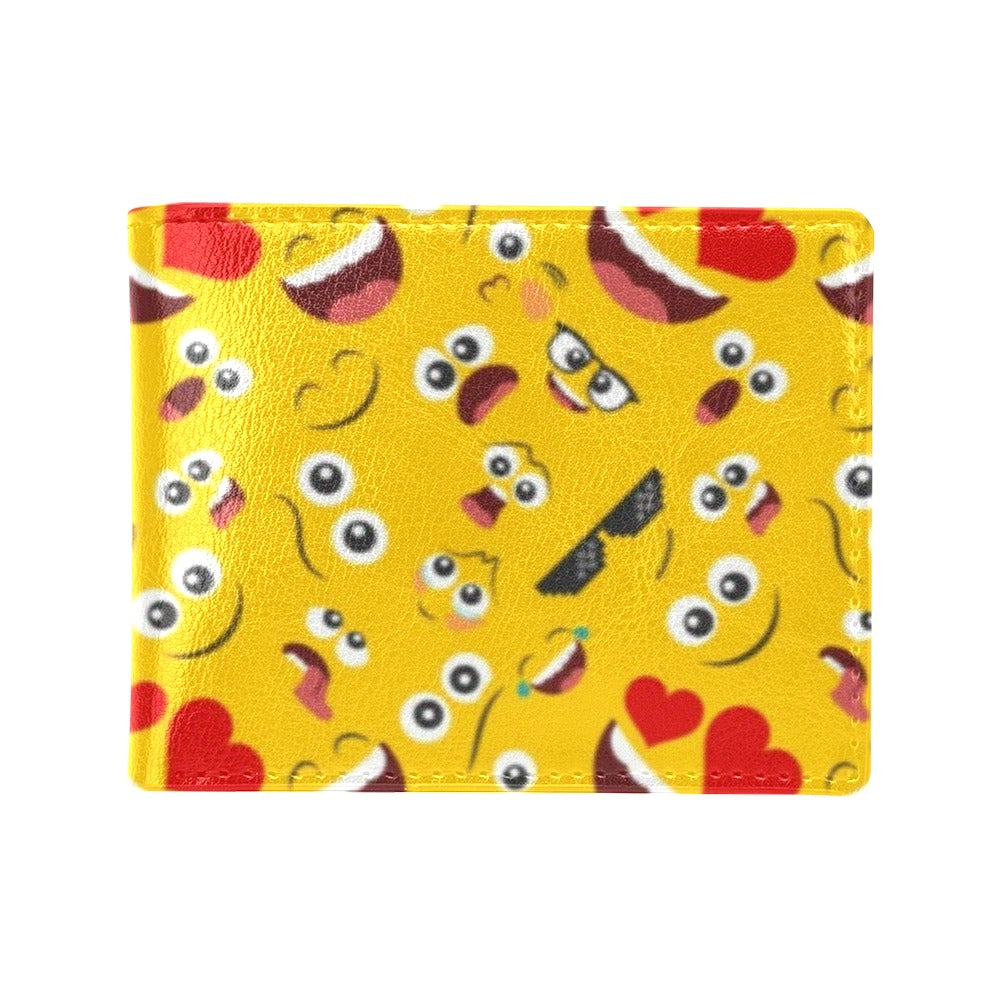 Emoji Face Print Pattern Men's ID Card Wallet