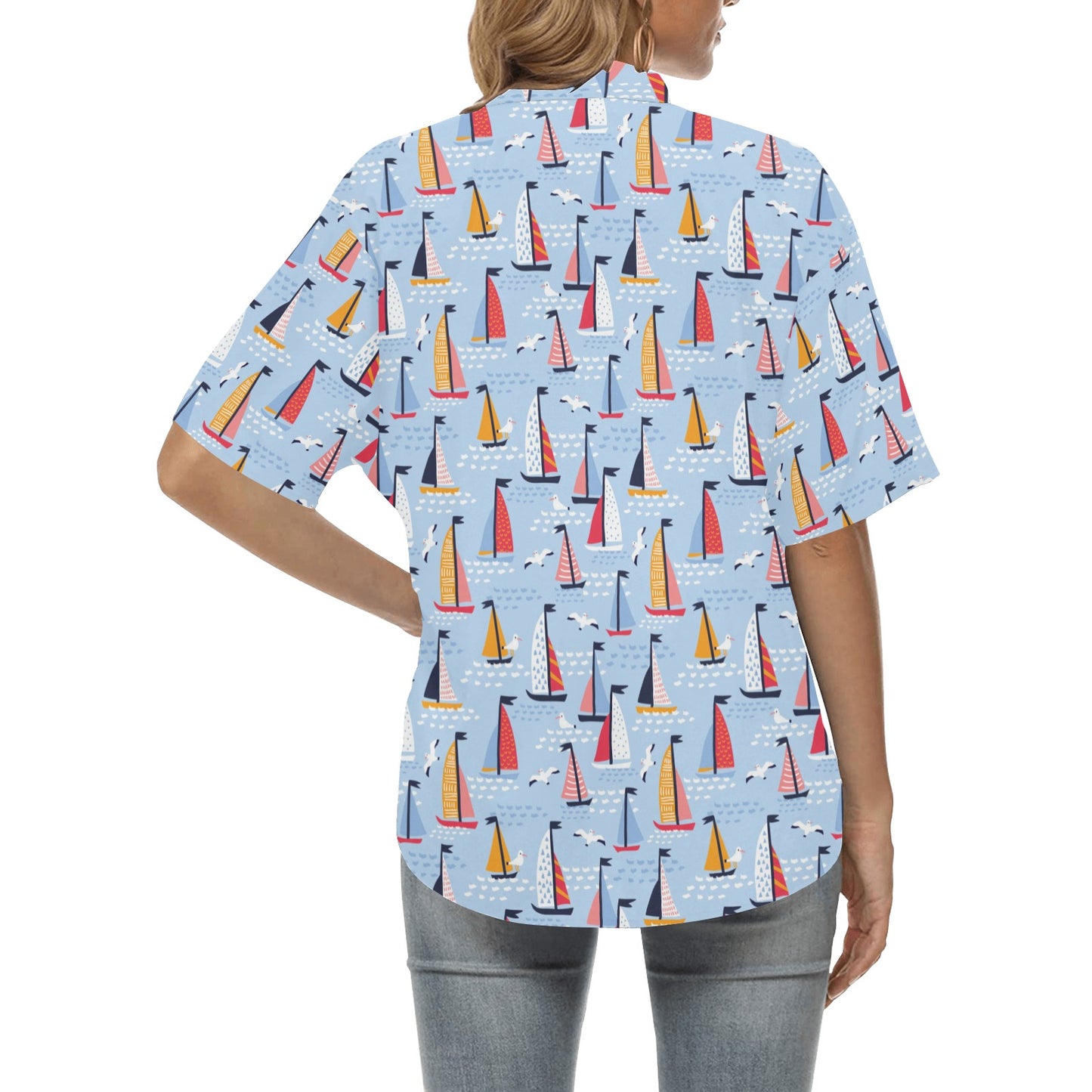 Sailboat Print Design LKS304 Women's Hawaiian Shirt
