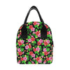 Pink Red Hibiscus Pattern Print Design HB023 Insulated Lunch Bag