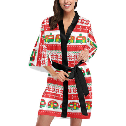 Camper Camping Ugly Christmas Design Print Women Kimono Robe