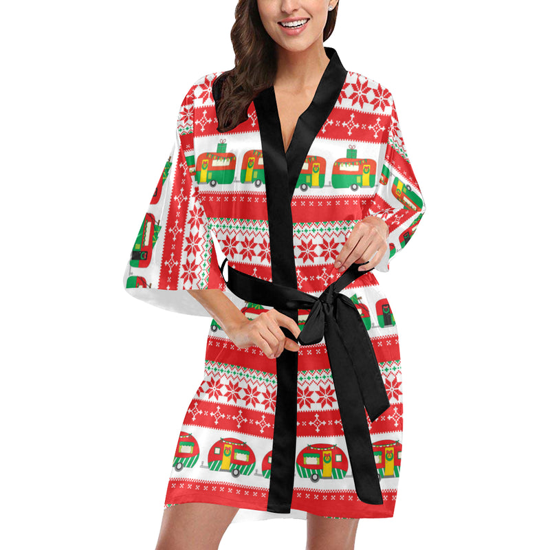 Camper Camping Ugly Christmas Design Print Women Kimono Robe