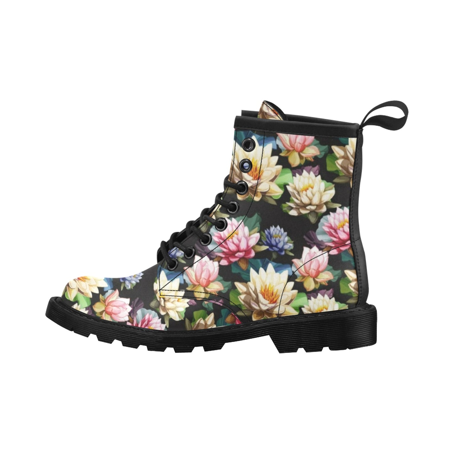 Water Lily Pattern Print Design WL02 Women's Boots