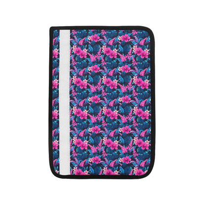 Tropical Folower Pink Themed Print Car Seat Belt Cover