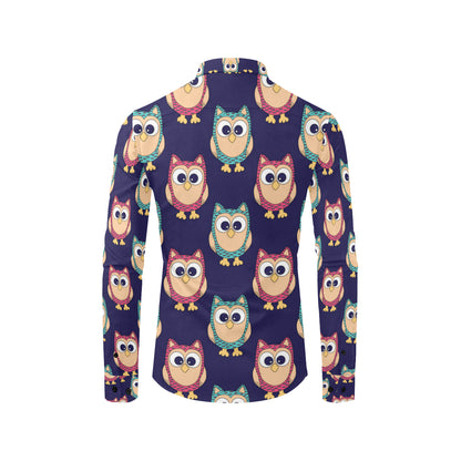 Owl Pattern Print Design A06 Men's Long Sleeve Shirt