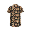 Brown Hibiscus Pattern Print Design HB06 Men's Short Sleeve Button Up Shirt