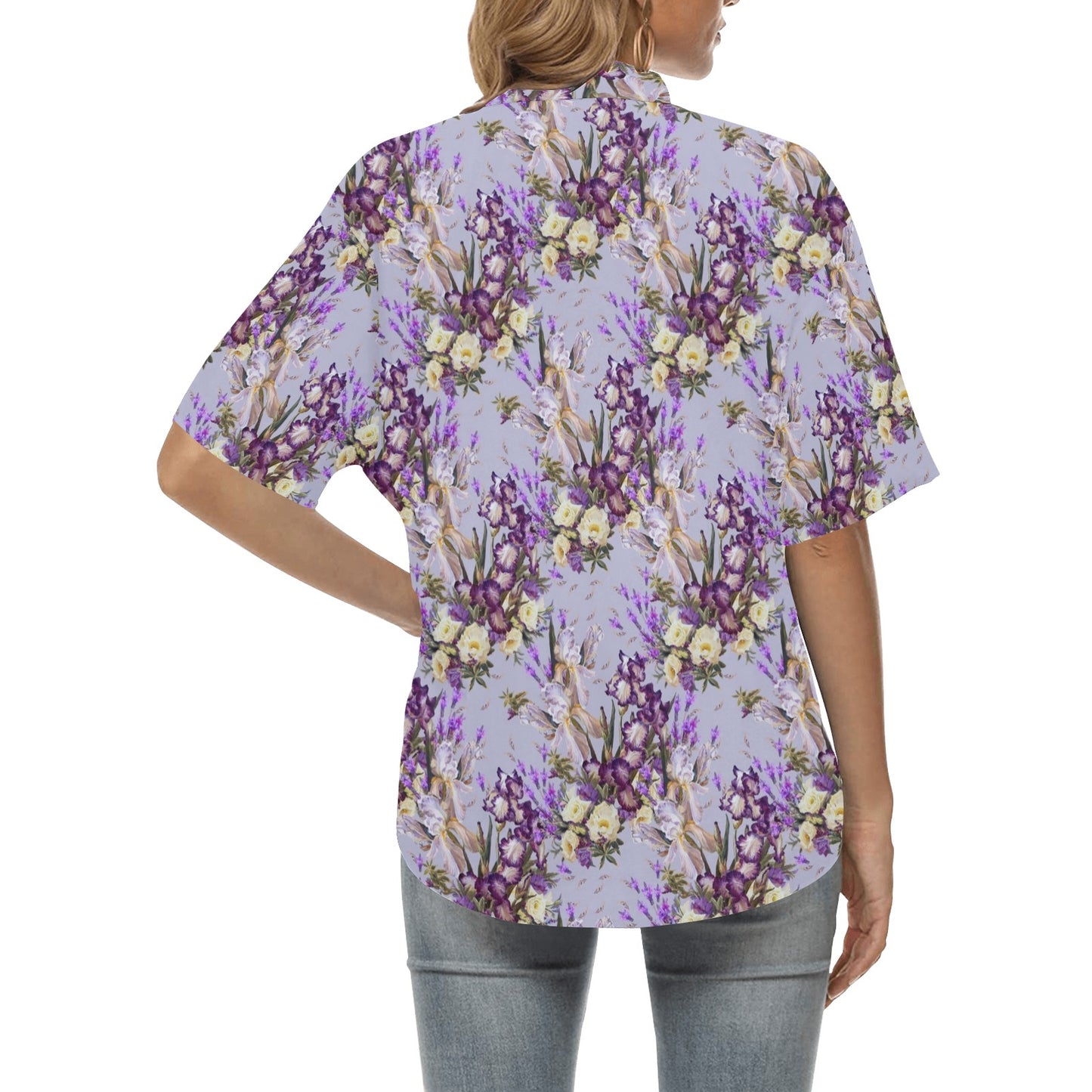 Iris Pattern Print Design IR07 Women's Hawaiian Shirt