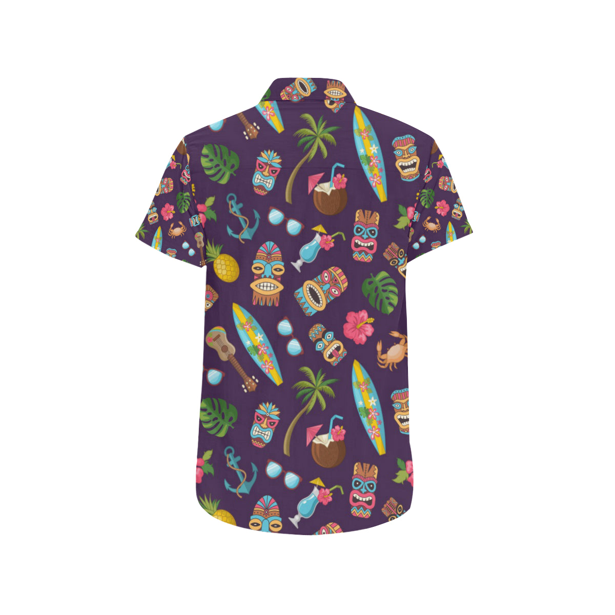 Hawaiian Themed Pattern Print Design H024 Men's Short Sleeve Button Up Shirt