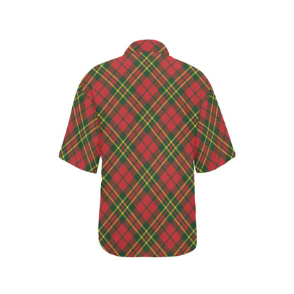 Plaid Holiday Pattern Print Design A01 Women's Hawaiian Shirt