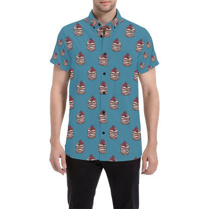 Pancake Pattern Print Design A03 Men's Short Sleeve Button Up Shirt