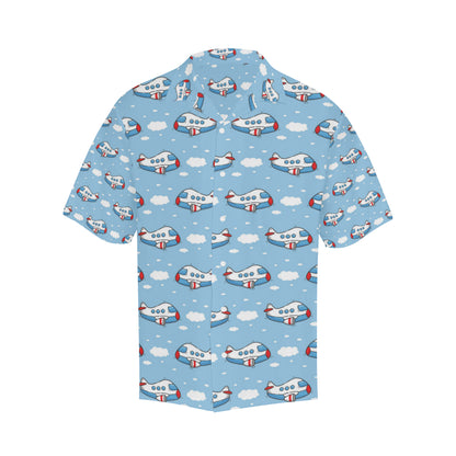Airplane Cartoon Pattern Print Design 07 Men's Hawaiian Shirt