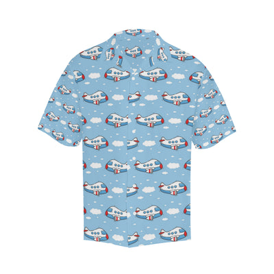 Airplane Cartoon Pattern Print Design 07 Men's Hawaiian Shirt