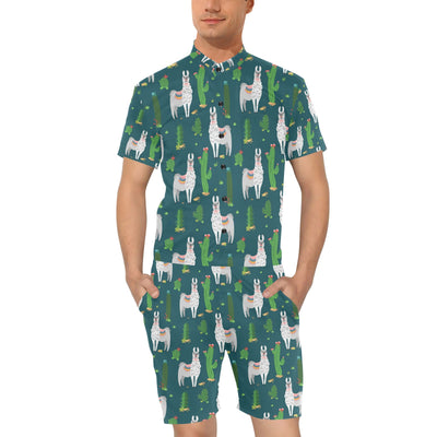 Llama Cactus Pattern Print Design 013 Men's Romper