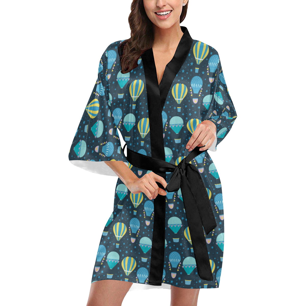 Ballon Pattern Print Design 06 Women's Short Kimono