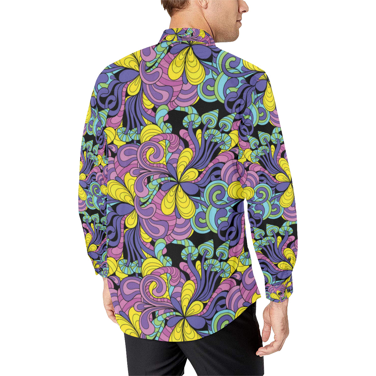 Psychedelic Pattern Print Design A04 Men's Long Sleeve Shirt
