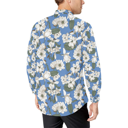 Magnolia Pattern Print Design 01 Men's Long Sleeve Shirt