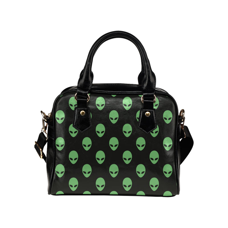 Alien Green Neon Pattern Print Design 01 Shoulder Handbag
