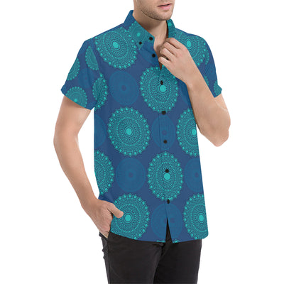 Medallion Pattern Print Design 04 Men's Short Sleeve Button Up Shirt