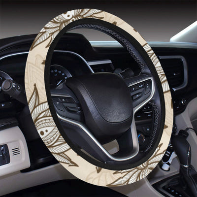 lotus Boho Pattern Print Design LO05 Steering Wheel Cover with Elastic Edge