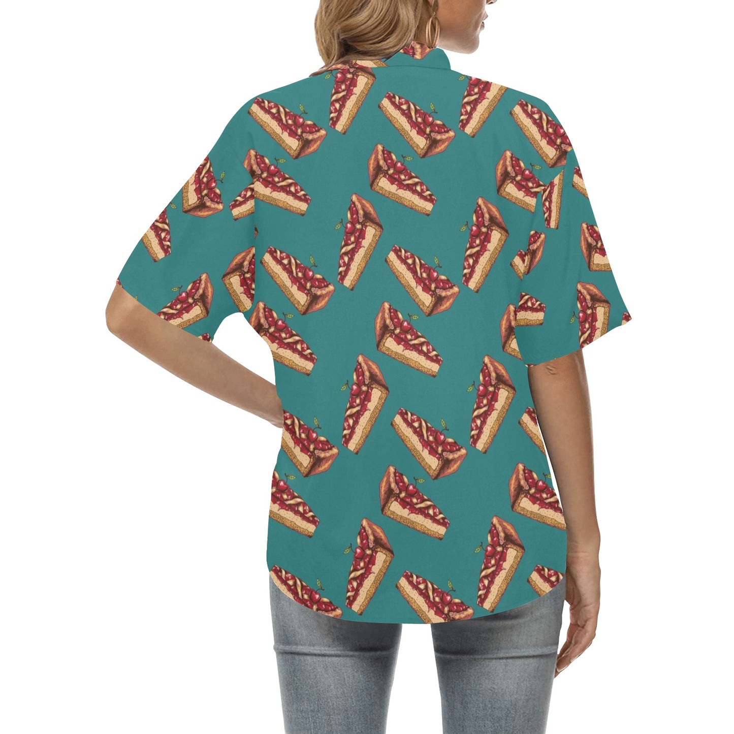 Cheesecake Cherry Pattern Print Design CK03 Women's Hawaiian Shirt