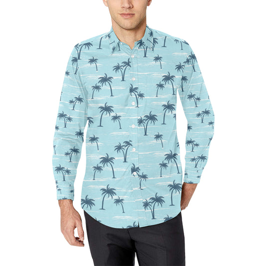 Palm Tree Pattern Print Design PT04 Men's Long Sleeve Shirt
