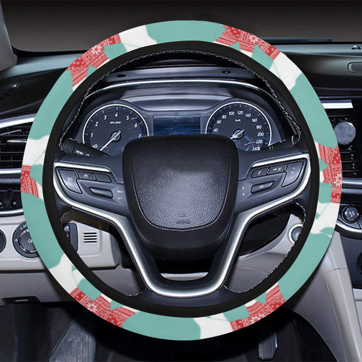 Polar Bear Pattern Print Design A04 Steering Wheel Cover with Elastic Edge