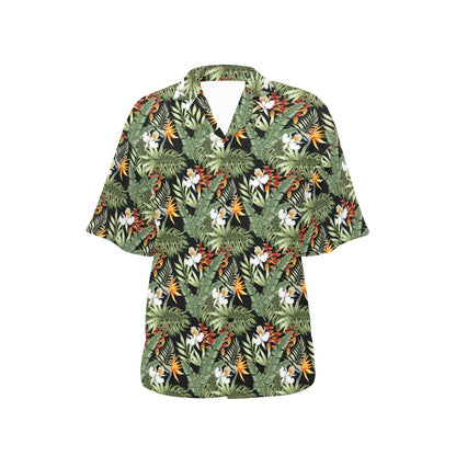Bird Of Paradise Pattern Print Design 02 Women's Hawaiian Shirt