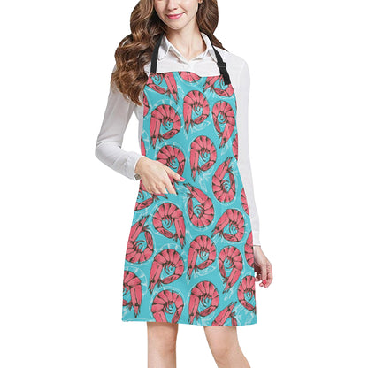 Prawn Pattern Print Design 01 Apron with Pocket