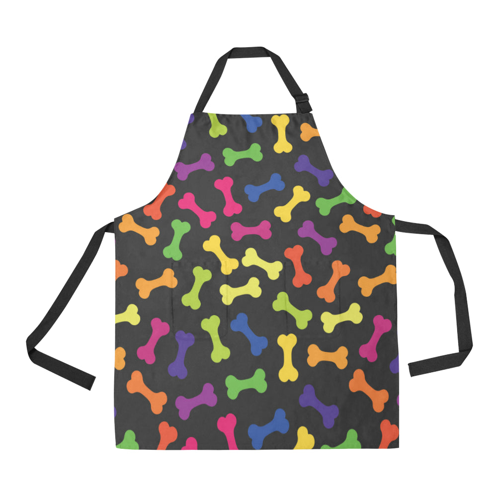 Dog Bone Neon Color Pattern Print Design 02 Apron with Pocket