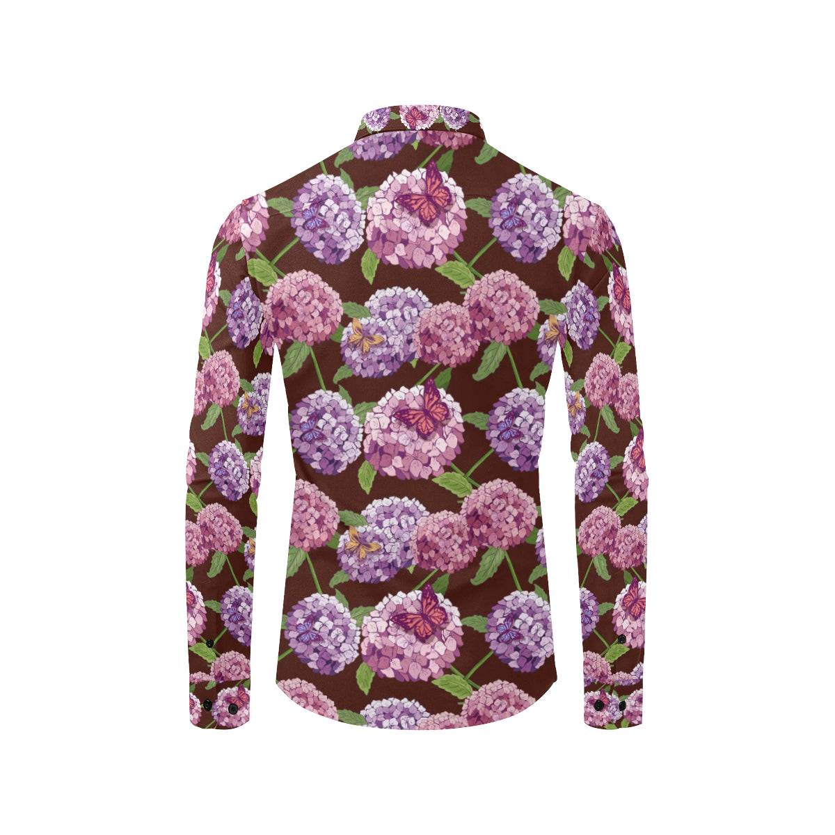 Hydrangea Pattern Print Design HD08 Men's Long Sleeve Shirt