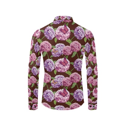 Hydrangea Pattern Print Design HD08 Men's Long Sleeve Shirt