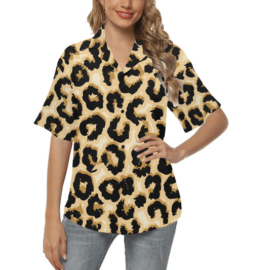Jaguar Skin Pattern Print Design 02 Women's Hawaiian Shirt