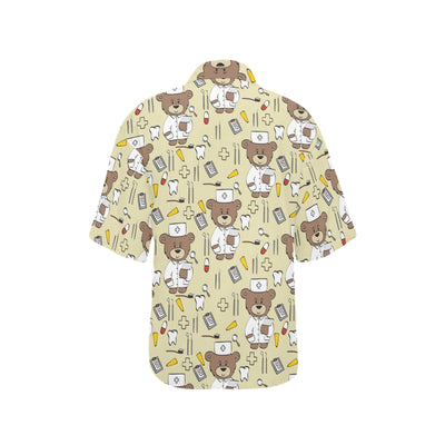 Nurse Bear Pattern Print Design A02 Women's Hawaiian Shirt