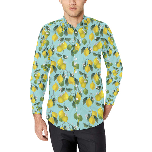 Lemon Pattern Print Design LM05 Men's Long Sleeve Shirt
