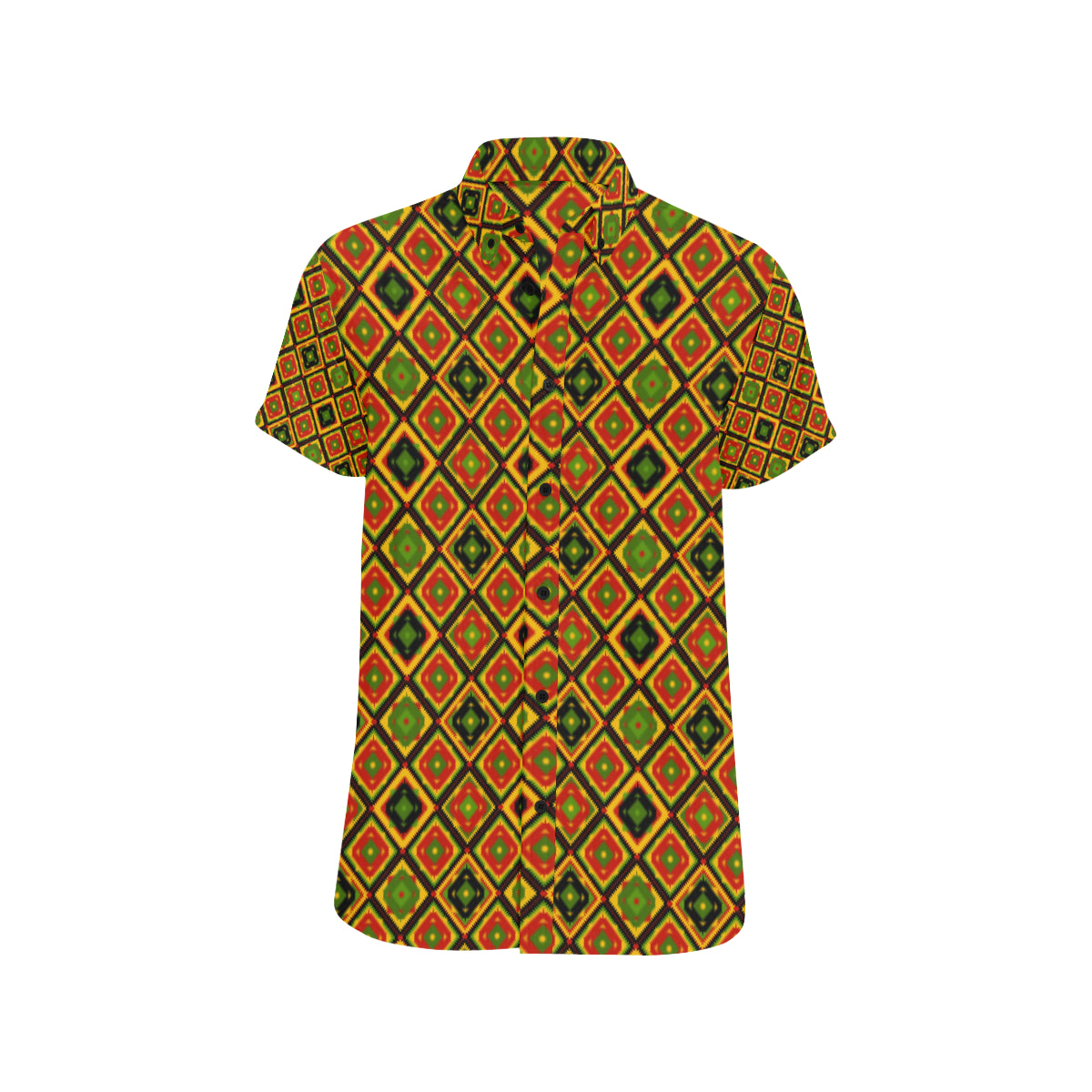 Rasta Reggae Color Pattern Men's Short Sleeve Button Up Shirt