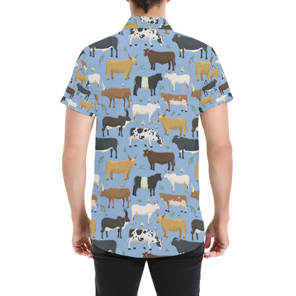 Cattle Pattern Print Design 02 Men's Short Sleeve Button Up Shirt