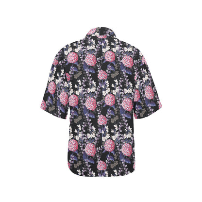 Hydrangea Pattern Print Design HD04 Women's Hawaiian Shirt