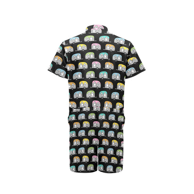 Camper Pattern Camping Themed No 2 Print Men's Romper